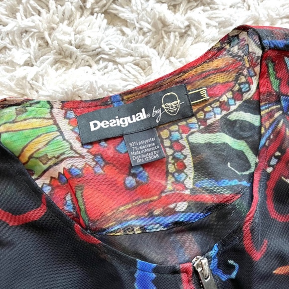 Desigual by Christian Lacroix Art Printed Full Zip Mesh Jacket Blazer Size 48 - Picture 6 of 13